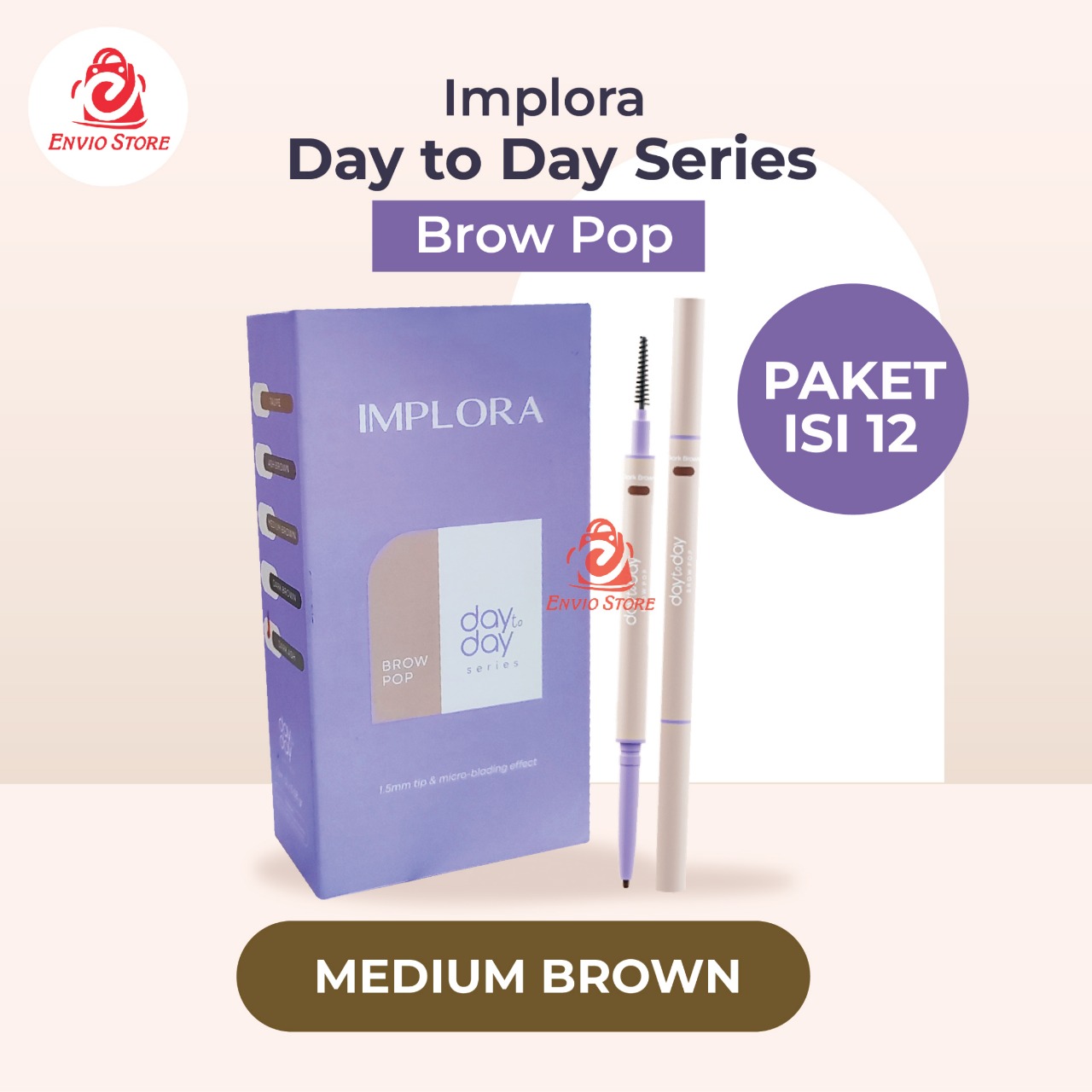 (PAKET ISI 12) Implora Day to Day Series Brow Pop - Medium Brown