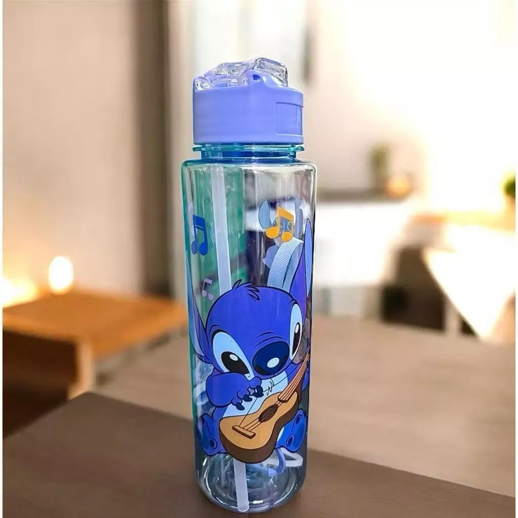 Botol Minum Stitch 750ml - BIRU (Free Sedotan + Strap)