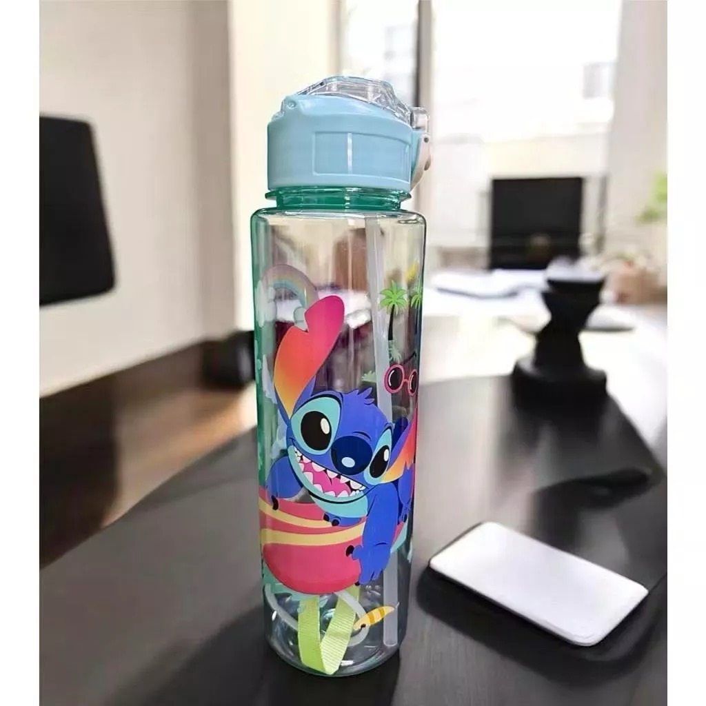 Botol Minum Stitch 750ml - HIJAU (Free Sedotan + Strap)