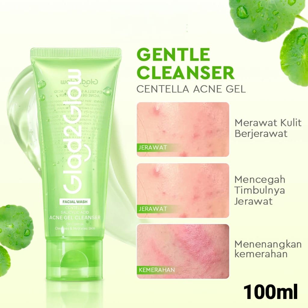 Glad 2 Glow Cleanser - Centella Salicylic Acid Acne Gel 100ml Glad 2 Glow Cleanser - Centella Salicylic Acid Acne Gel 100ml