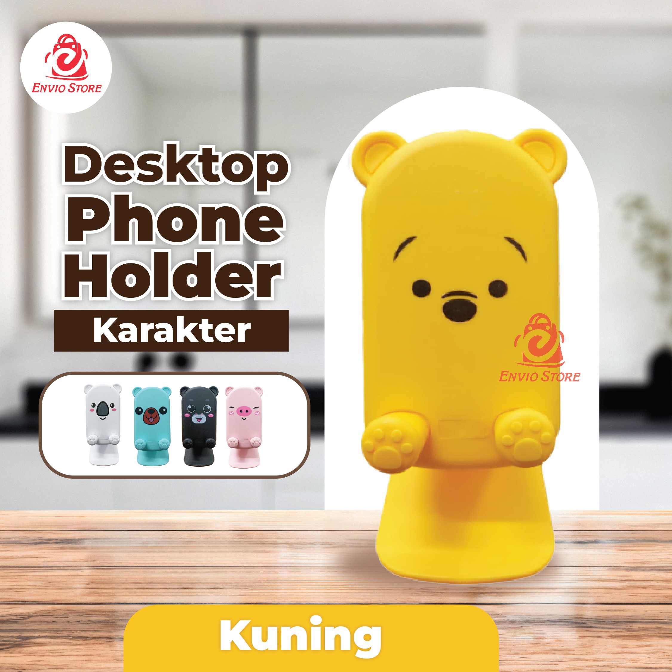 Desktop Phone Holder Karakter - KUNING (Folding Stand HP)