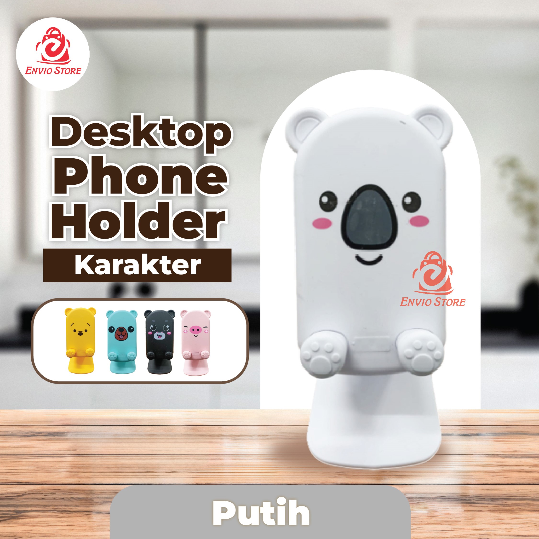 Desktop Phone Holder Karakter - PUTIH (Folding Stand HP)