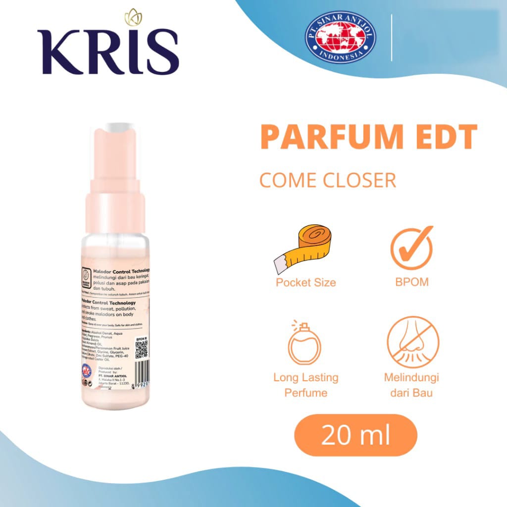Kris Eau De Toilette Long Lasting Fragrance 20ml - Come Closer