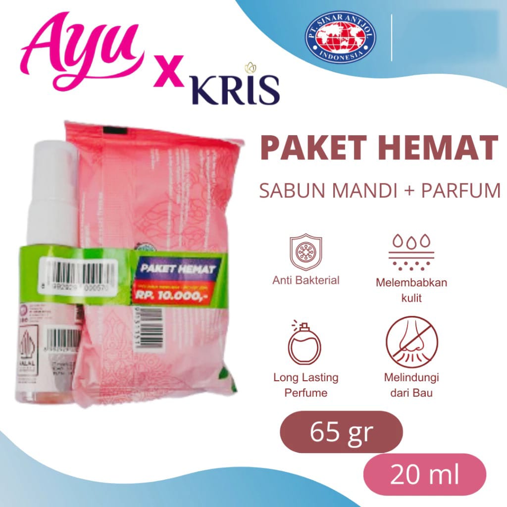 (Paket Hemat 2in1) Sabun Mandi Ayu Pop Rose 65gr + Kris EDT Sugar Kiss 20ml
