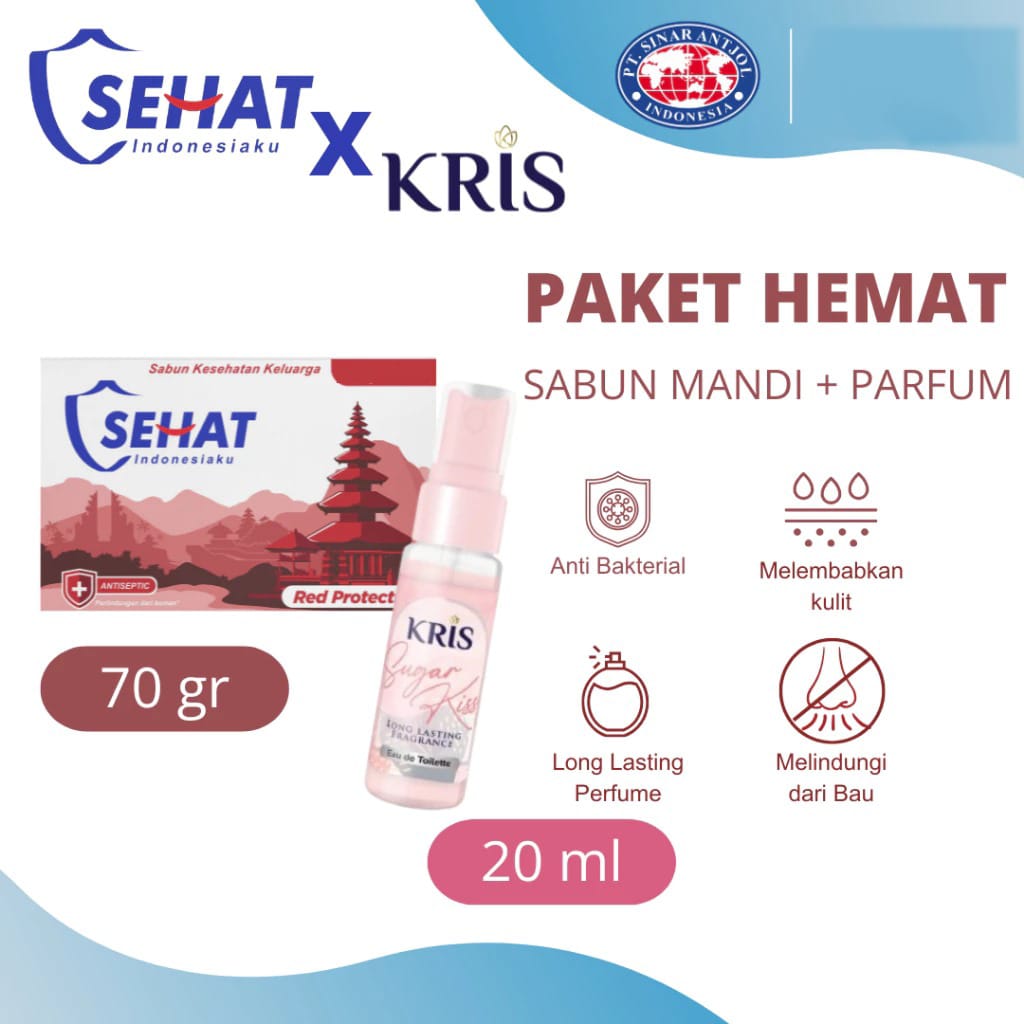 (Paket Hemat 2in1) Sabun Sehat Antibacterial 70gr + Kris EDT Sugar Kiss 20ml