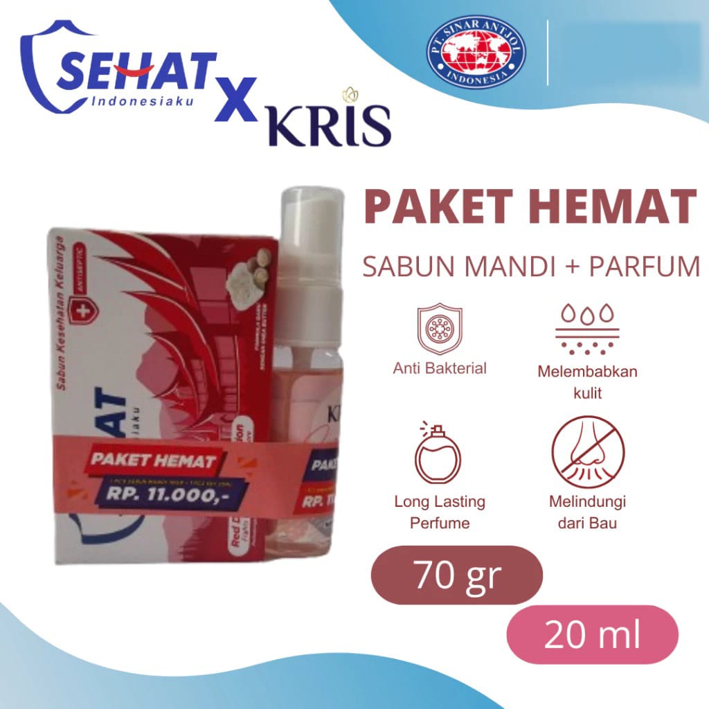 (Paket Hemat 2in1) Sabun Sehat Antibacterial 70gr + Kris EDT Sugar Kiss 20ml