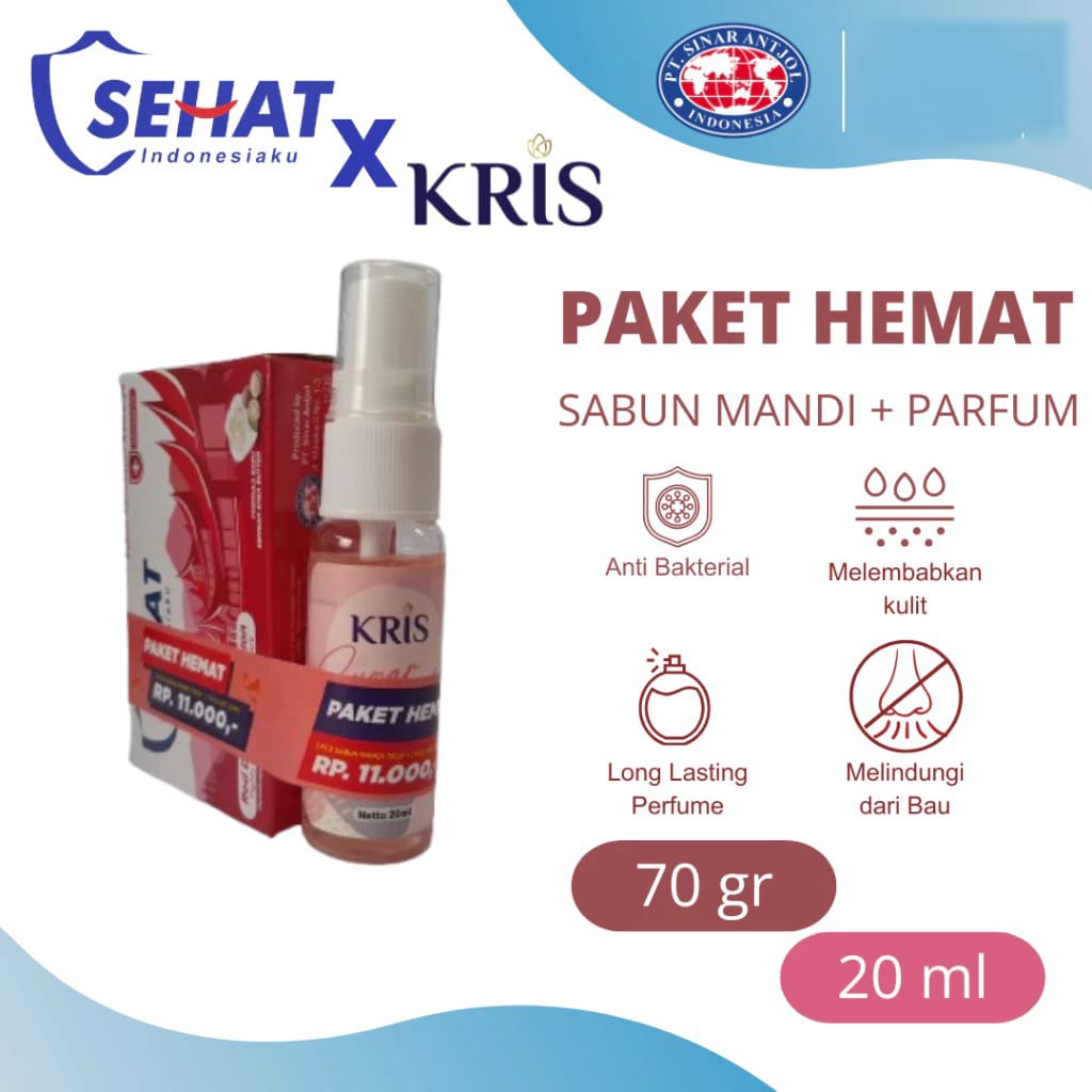 (Paket Hemat 2in1) Sabun Sehat Antibacterial 70gr + Kris EDT Sugar Kiss 20ml