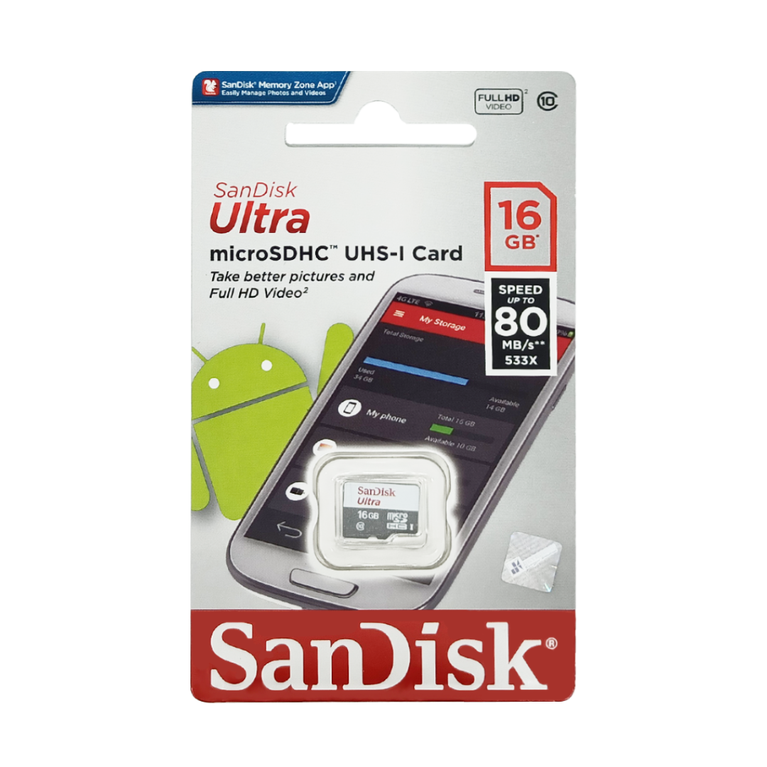 Sandisk Micro SD 16GB [Ultra C10 80mbps] Original Garansi Resmi