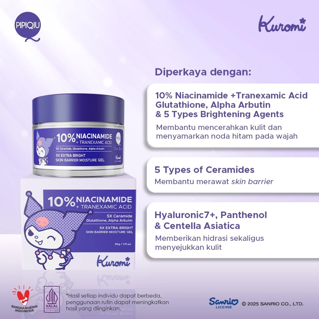 Pipiqiu 10% Niacinamide Skin Barrier Moisture Gel 30gr - Kuromi
