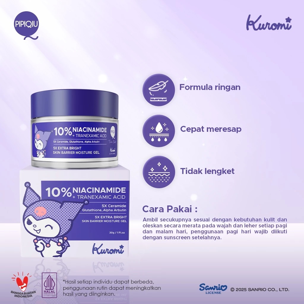 Pipiqiu 10% Niacinamide Skin Barrier Moisture Gel 30gr - Kuromi