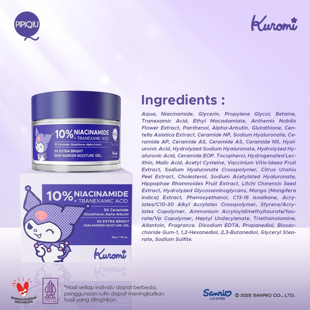 Pipiqiu 10% Niacinamide Skin Barrier Moisture Gel 30gr - Kuromi
