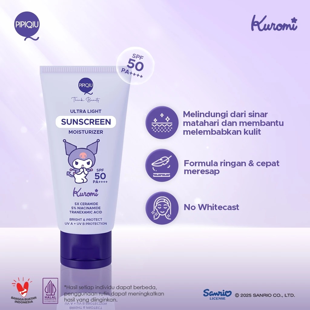 Pipiqiu Ultralight Sunscreen Moisturizer SPF50 PA++++ 30ml - Kuromi