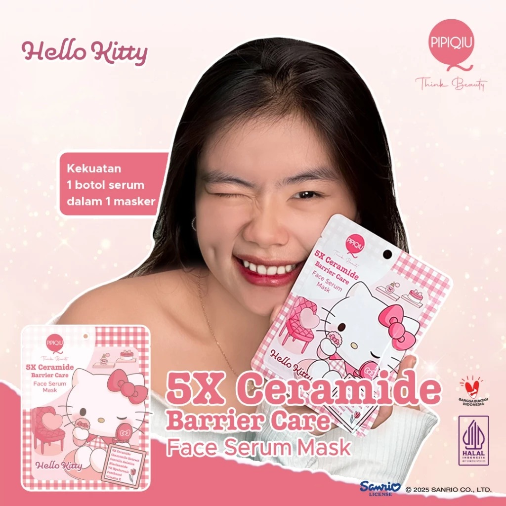 Pipiqiu Face Serum Mask 25gr - 5X Ceramide Barrier (Hello Kitty)