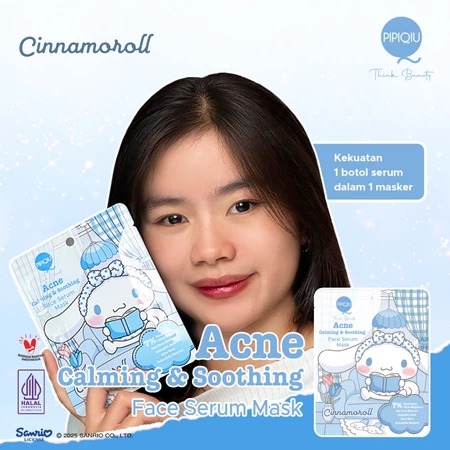 Pipiqiu Face Serum Mask 25gr - Acne Calming & Soothing (Cinnamoroll)