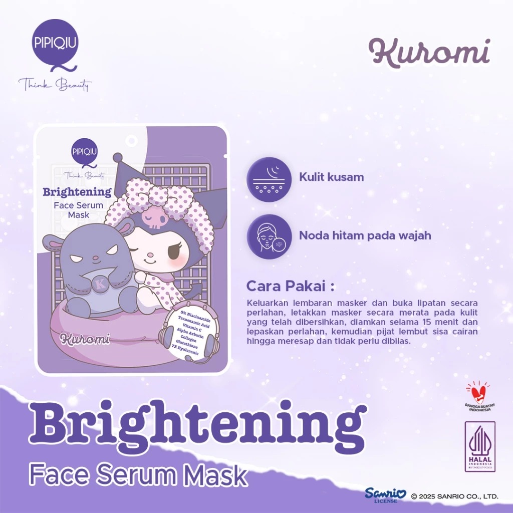 Pipiqiu Face Serum Mask 25gr - Brightening (Kuromi)