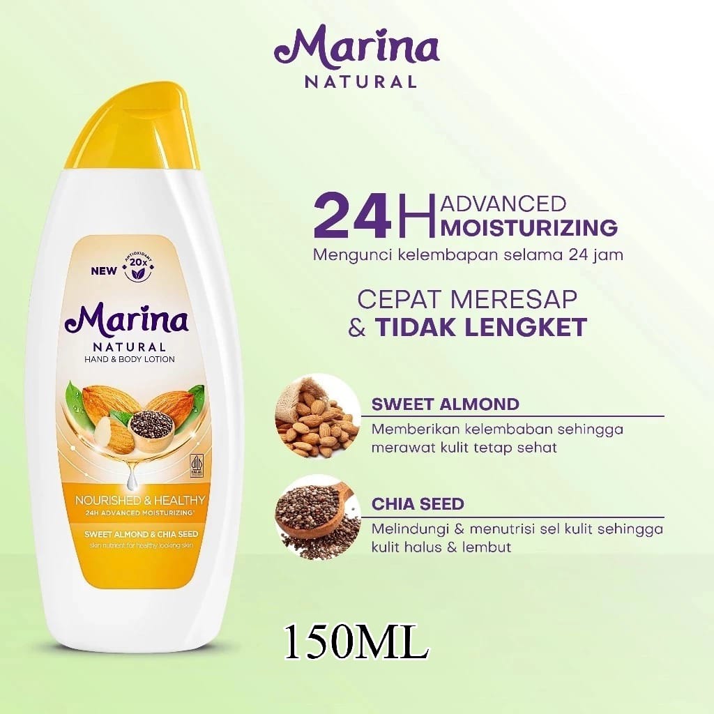 Marina Hand Body Lotion Natural 150ml - Nourish & Healthy