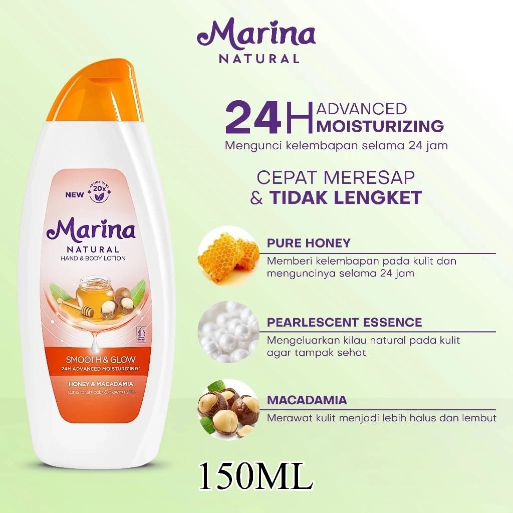 Marina Hand Body Lotion Natural 150ml - Smooth & Glow