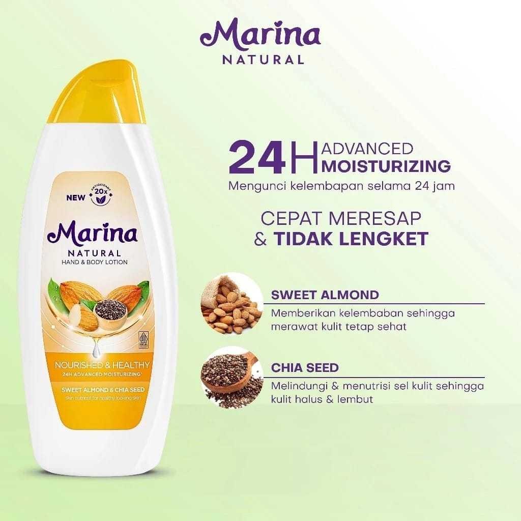 Marina Hand Body Lotion Natural 250+63ml - Nourish & Healthy