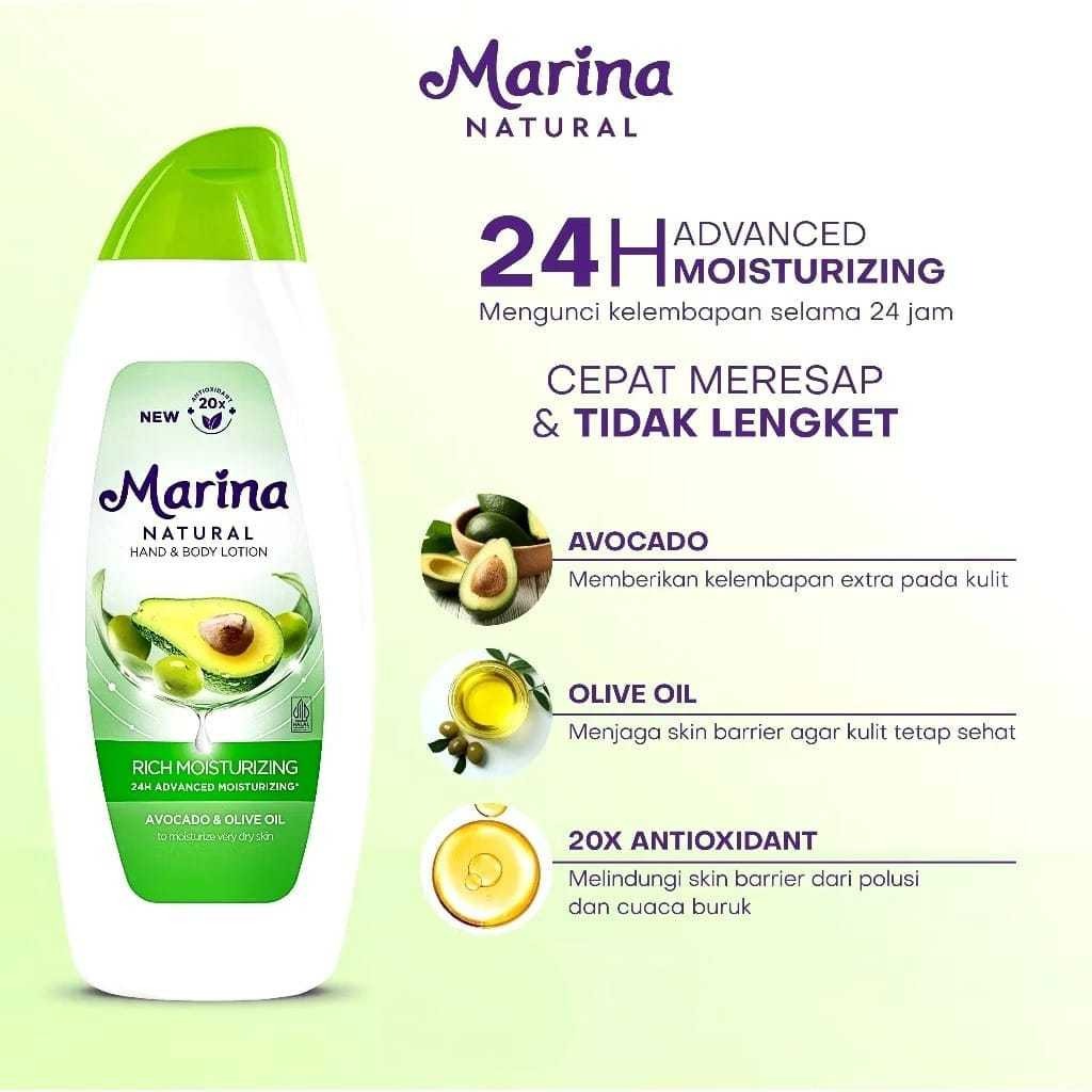 Marina Hand Body Lotion Natural 250+63ml - Rich Moisturizing