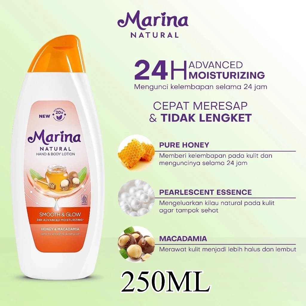 Marina Hand Body Lotion Natural 250ml - Smooth & Glow