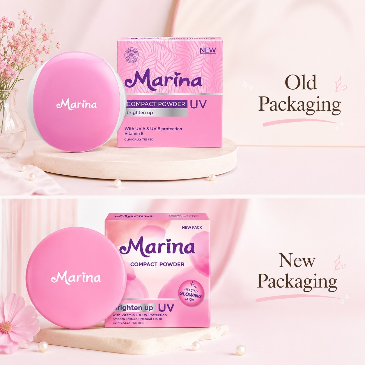 Marina Compact Powder UV Brighten Up - Peach