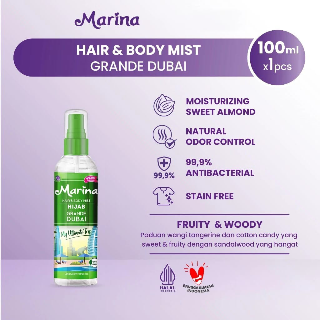 Marina Hijab Hair & Body Mist 100ml - Green