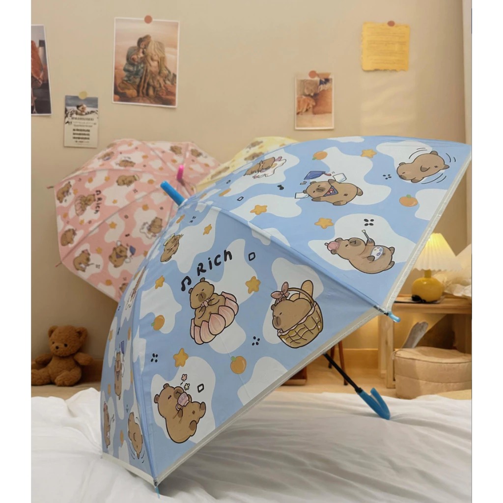 Payung Lipat Karakter Capybara Lucu - BIRU (Payung Gagang Anak & Dewasa) Payung Lipat Karakter Capybara Lucu - BIRU (Payung Gagang Anak & Dewasa)