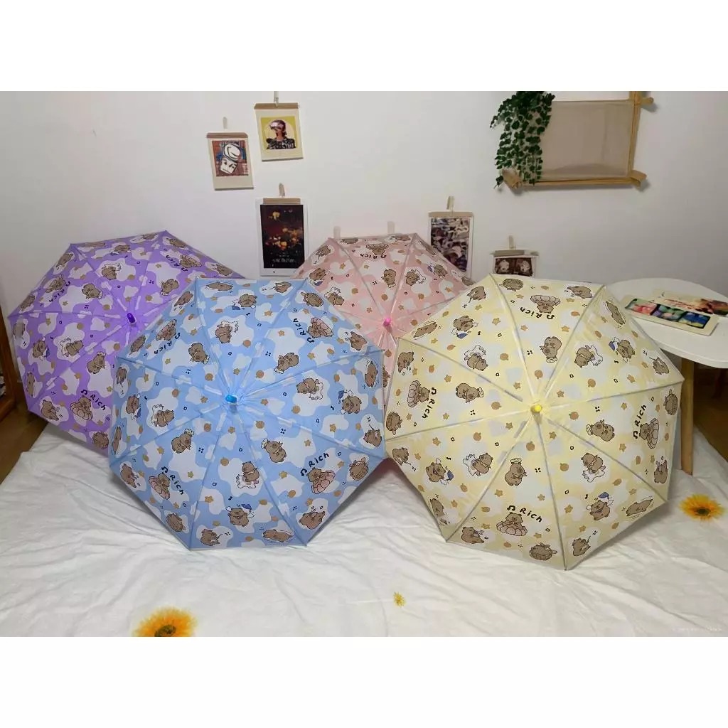 Payung Lipat Karakter Capybara Lucu - UNGU (Payung Gagang Anak & Dewasa)
