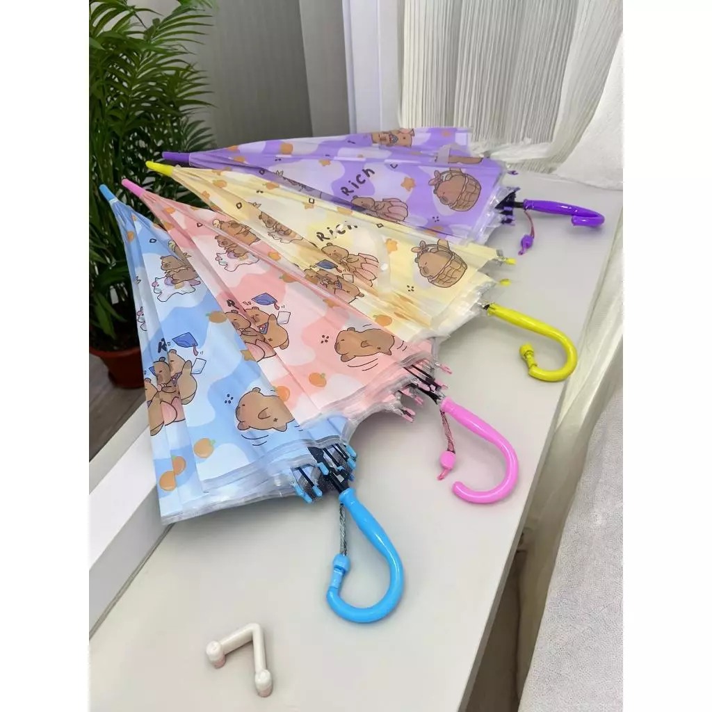 Payung Lipat Karakter Capybara Lucu - UNGU (Payung Gagang Anak & Dewasa)