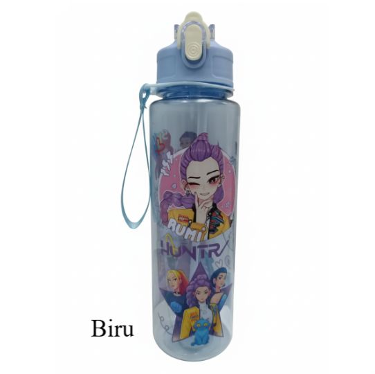 Botol Minum Demon Hunter Huntrix 750ml - BIRU (Free Sedotan + Strap)