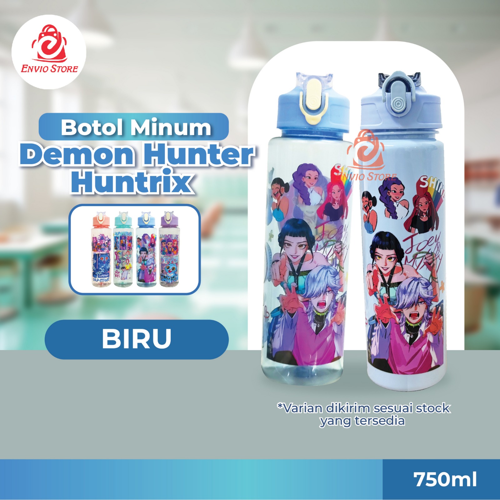 Botol Minum Demon Hunter Huntrix 750ml - BIRU (Free Sedotan + Strap) Botol Minum Demon Hunter Huntrix 750ml - BIRU (Free Sedotan + Strap)