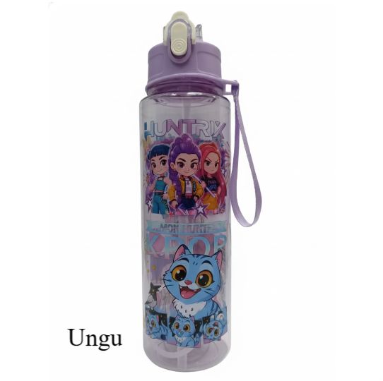 Botol Minum Demon Hunter Huntrix 750ml - UNGU (Free Sedotan + Strap)