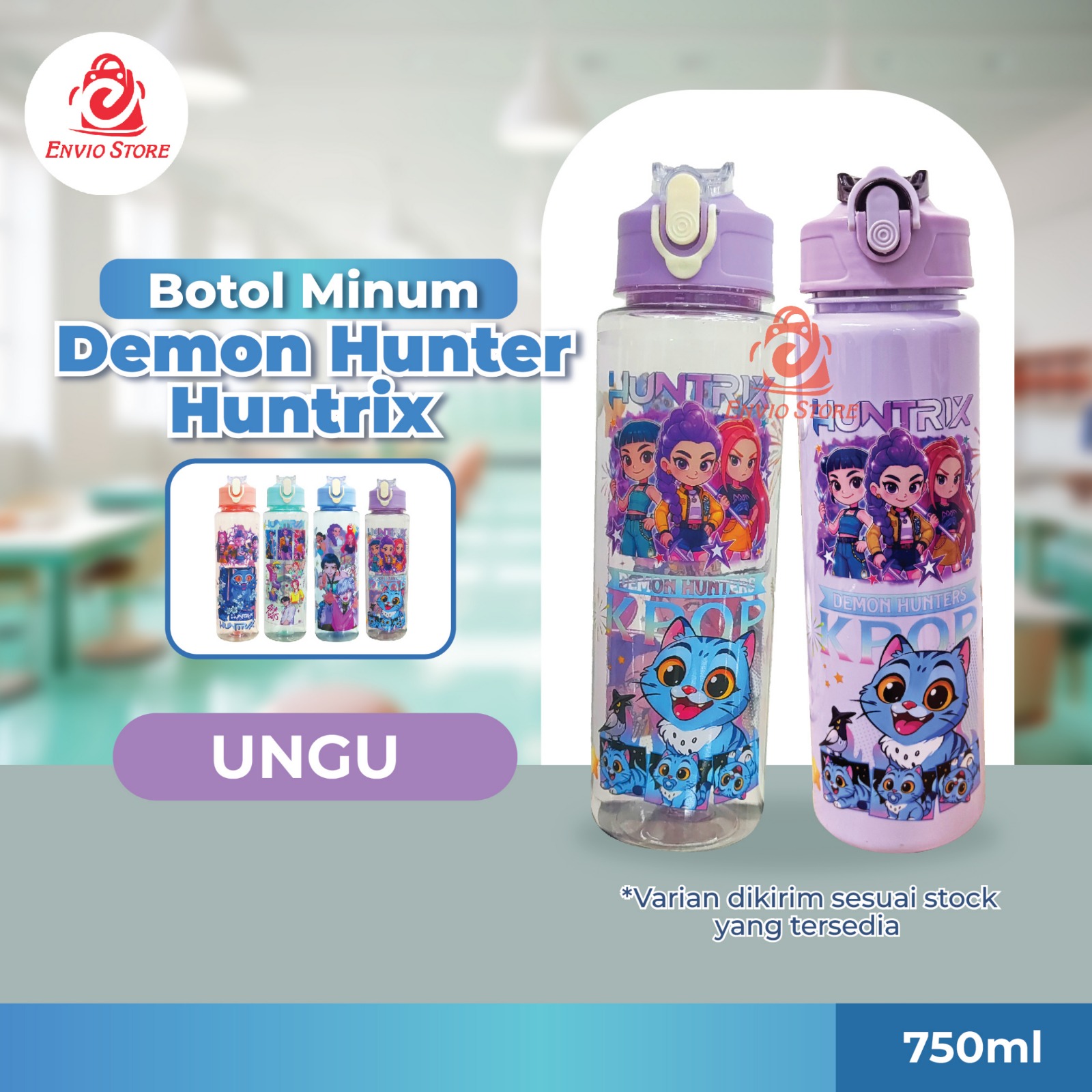 Botol Minum Demon Hunter Huntrix 750ml - UNGU (Free Sedotan + Strap) Botol Minum Demon Hunter Huntrix 750ml - UNGU (Free Sedotan + Strap)