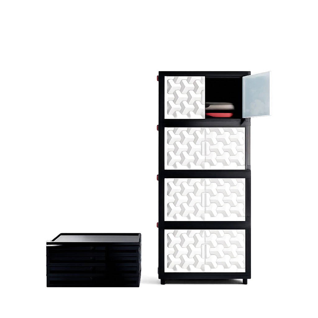 TRI J - Lemari Lipat Jerapah 4 Susun - BIRU (Lemari Baju Serbaguna 4 Tingkat)