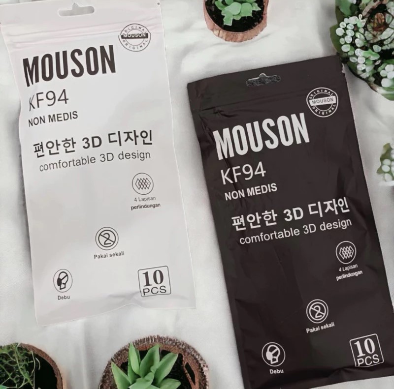 (Isi 10) Mouson Masker KF94 PUTIH Earloop 4Ply - Disposable Mask