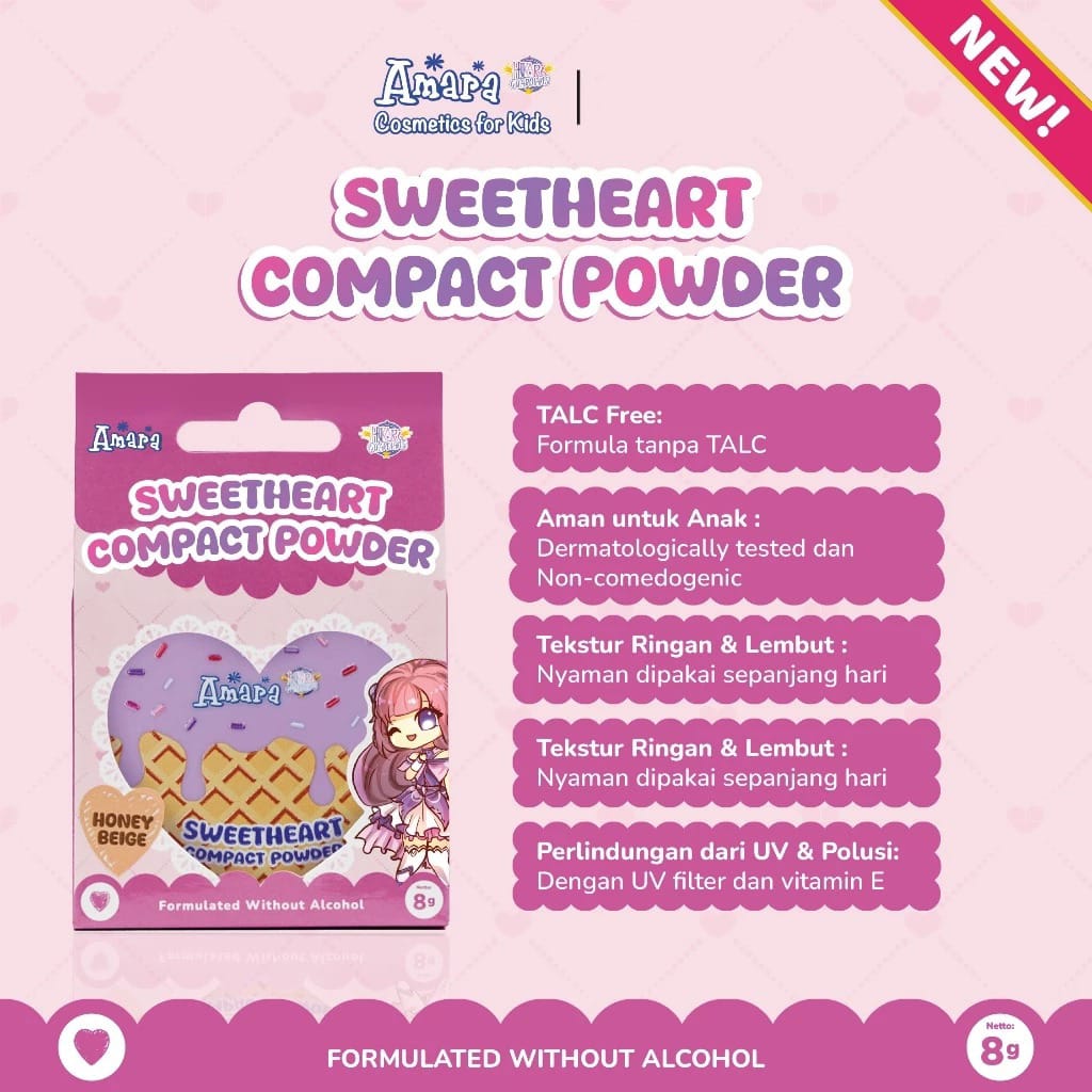 Amara Sweetheart Compact Powder 8gr - Honey Beige