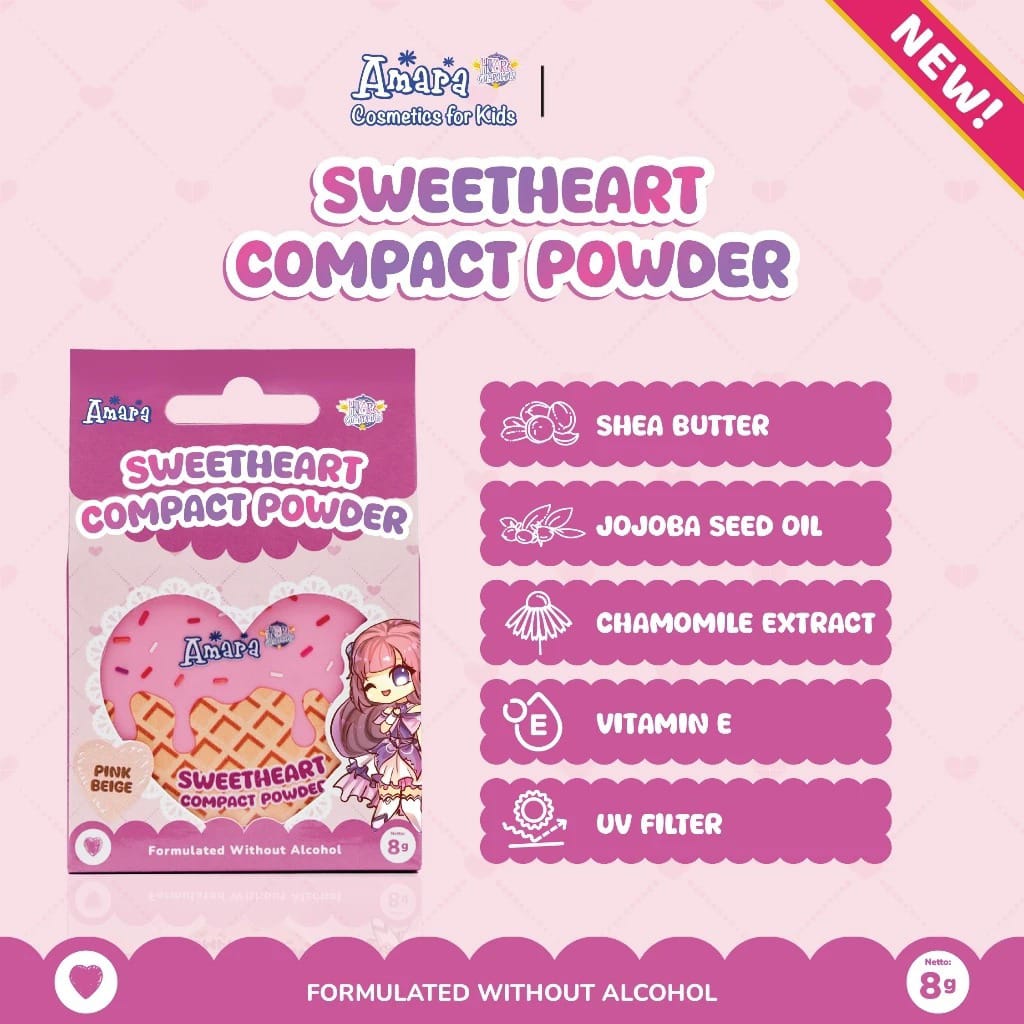 Amara Sweetheart Compact Powder 8gr - Pink Beige