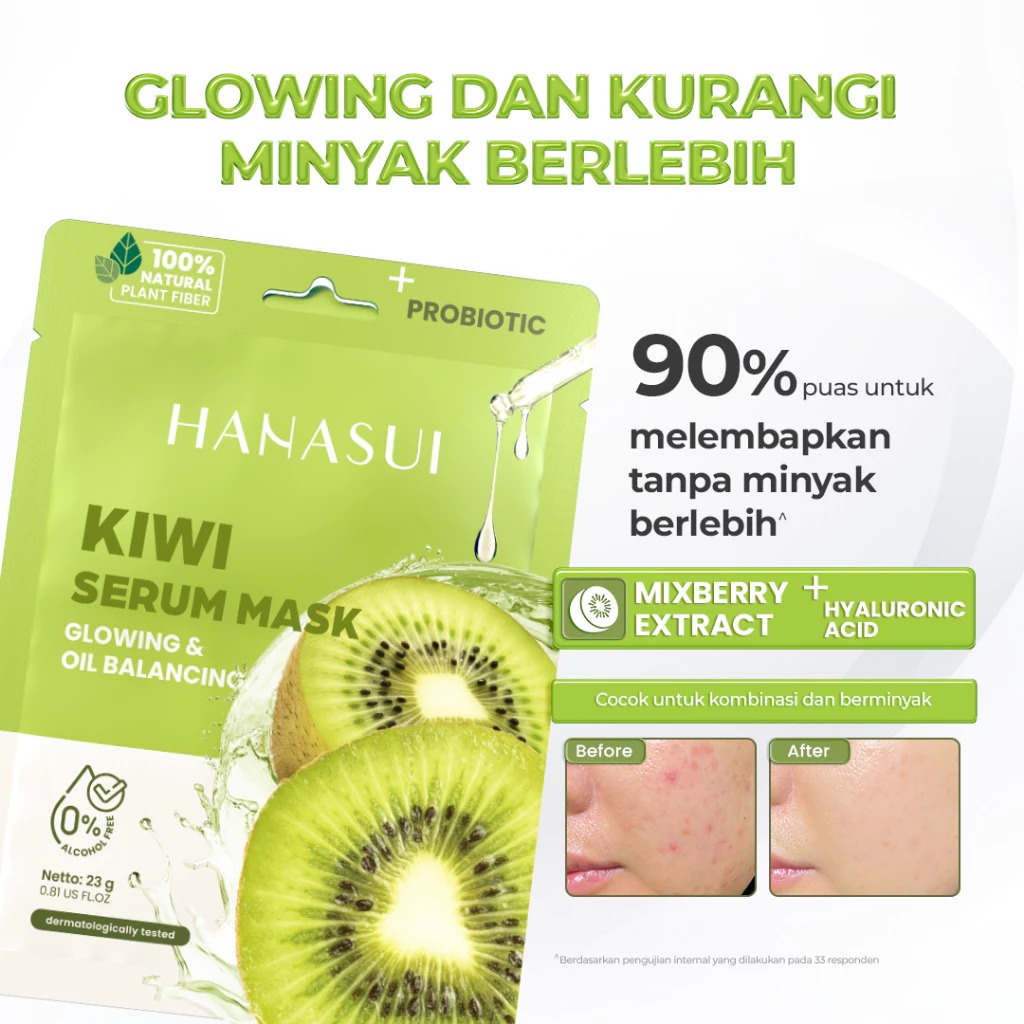 Hanasui Serum Sheet Mask 23gr - KIWI (Glowing & Oil Balancing)