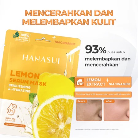 Hanasui Serum Sheet Mask 23gr - LEMON (Brightening & Hydrating)