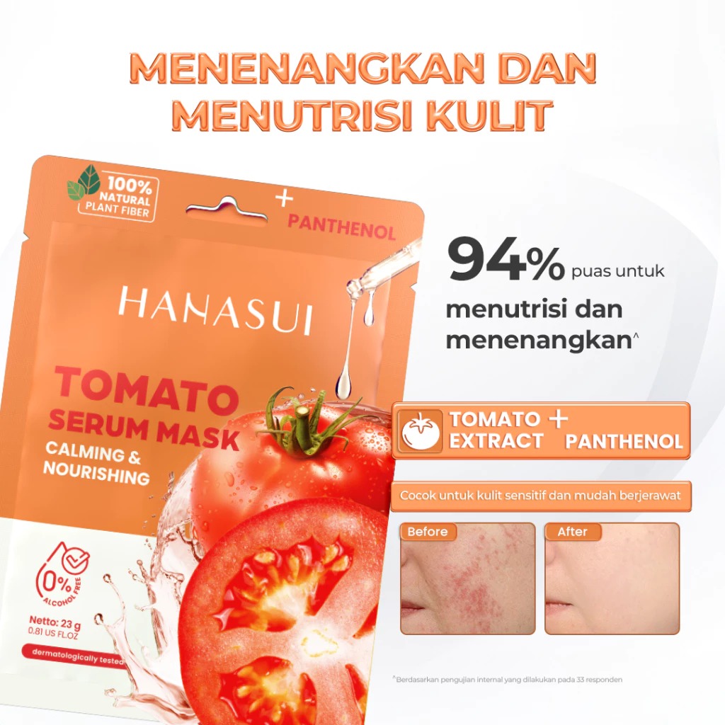 Hanasui Serum Sheet Mask 23gr - TOMATO (Calming & Nourishing)