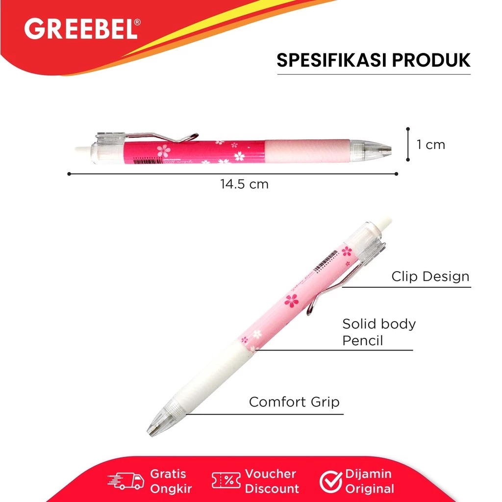 GREEBEL Mechanical Pencil 0.5mm - (Sakura PM-001) Pensil Mekanik Berkualitas