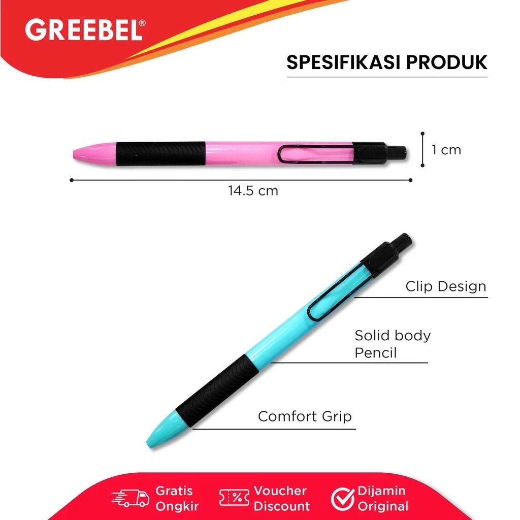 GREEBEL Mechanical Pencil 0.5mm - (Sketch PM-009) Pensil Mekanik Berkualitas