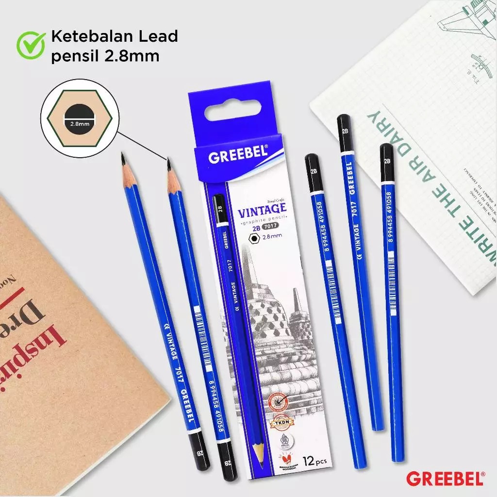 GREEBEL Pensil Kayu 2B - 7017 Vintage