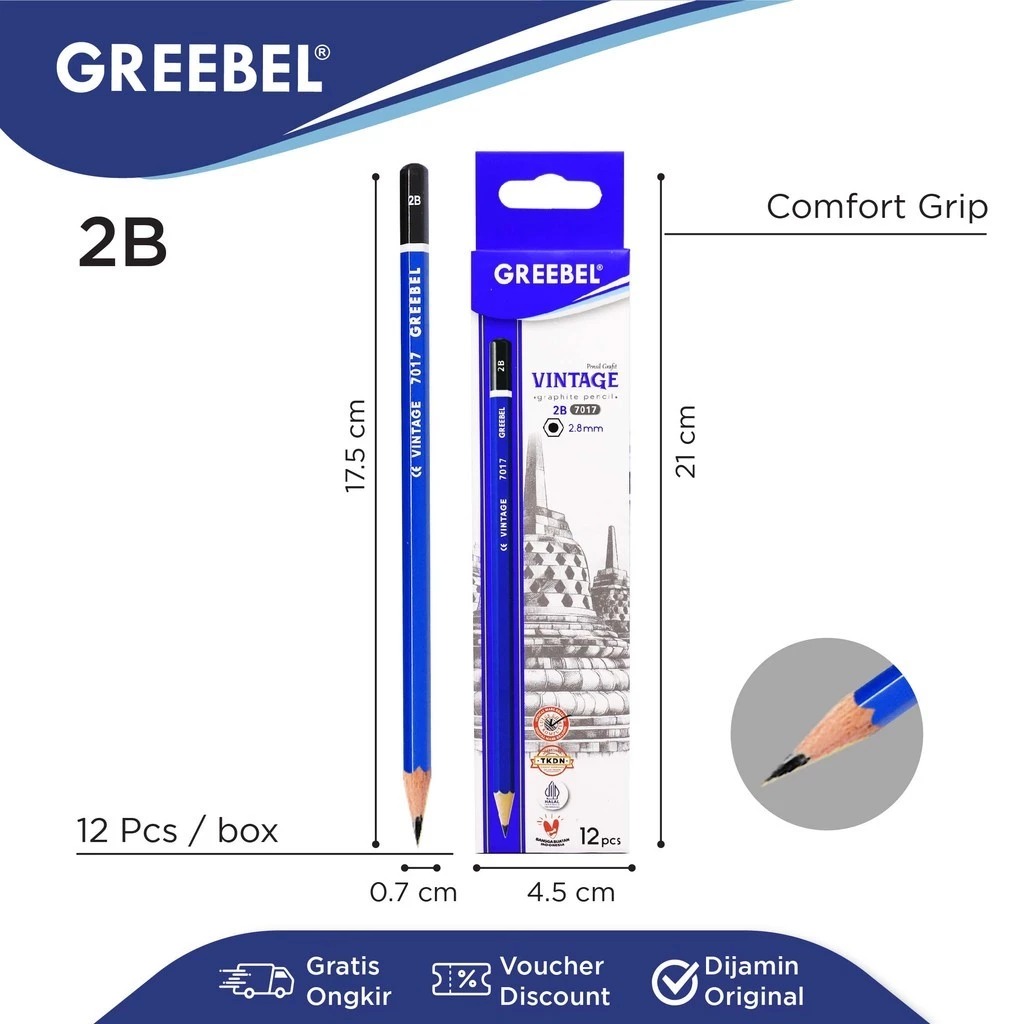 GREEBEL Pensil Kayu 2B - 7017 Vintage