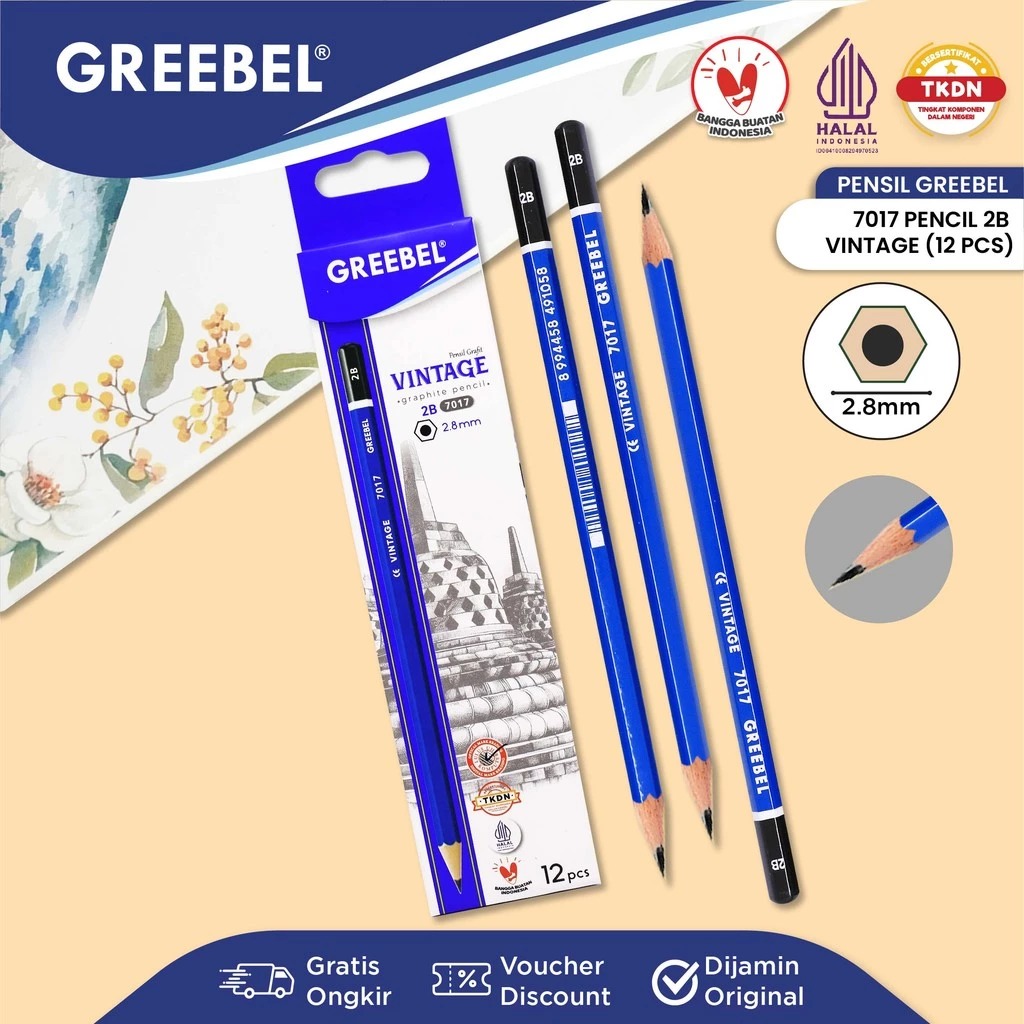 GREEBEL Pensil Kayu 2B - 7017 Vintage