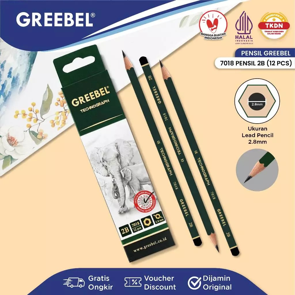 GREEBEL Pensil Kayu 2B - 7018
