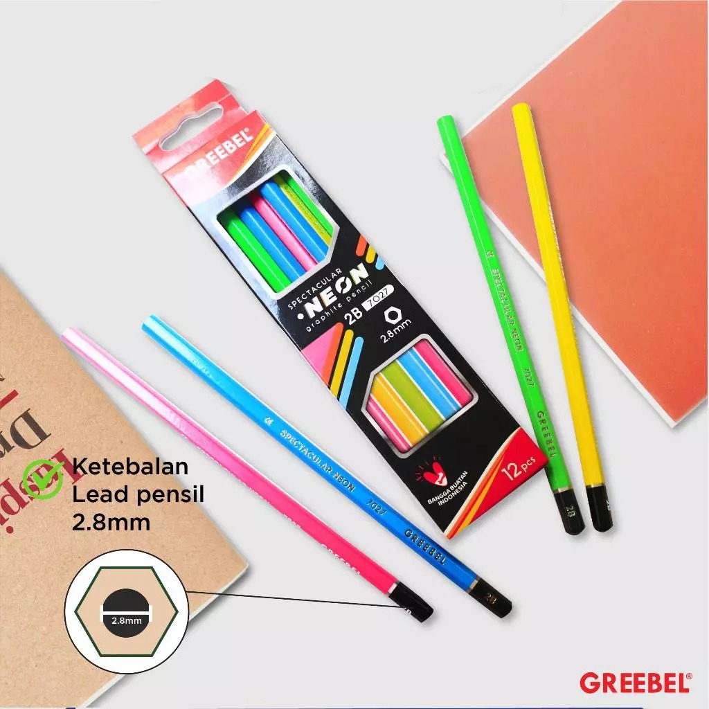 GREEBEL Pensil Kayu 2B - 7027 Neon