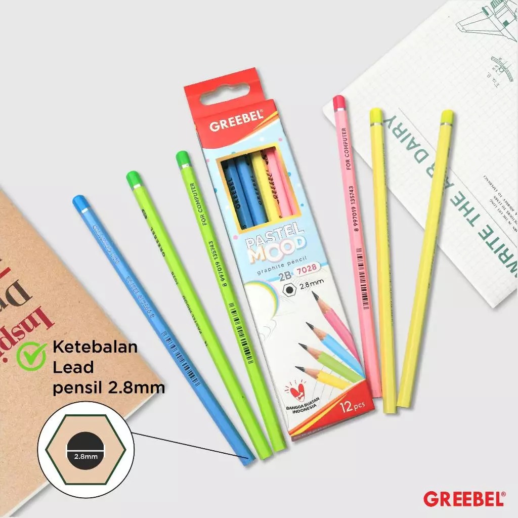 GREEBEL Pensil Kayu 2B - 7028 Pastel Mood