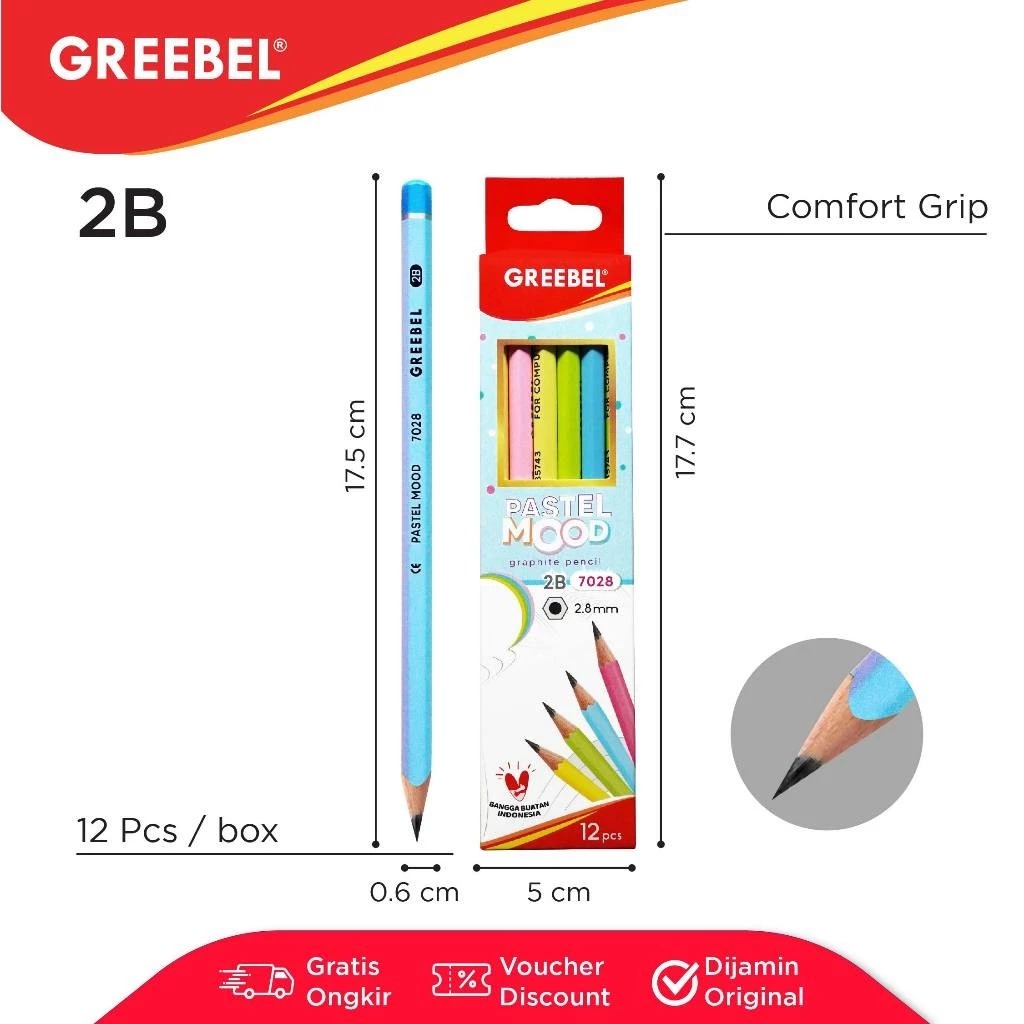 GREEBEL Pensil Kayu 2B - 7028 Pastel Mood