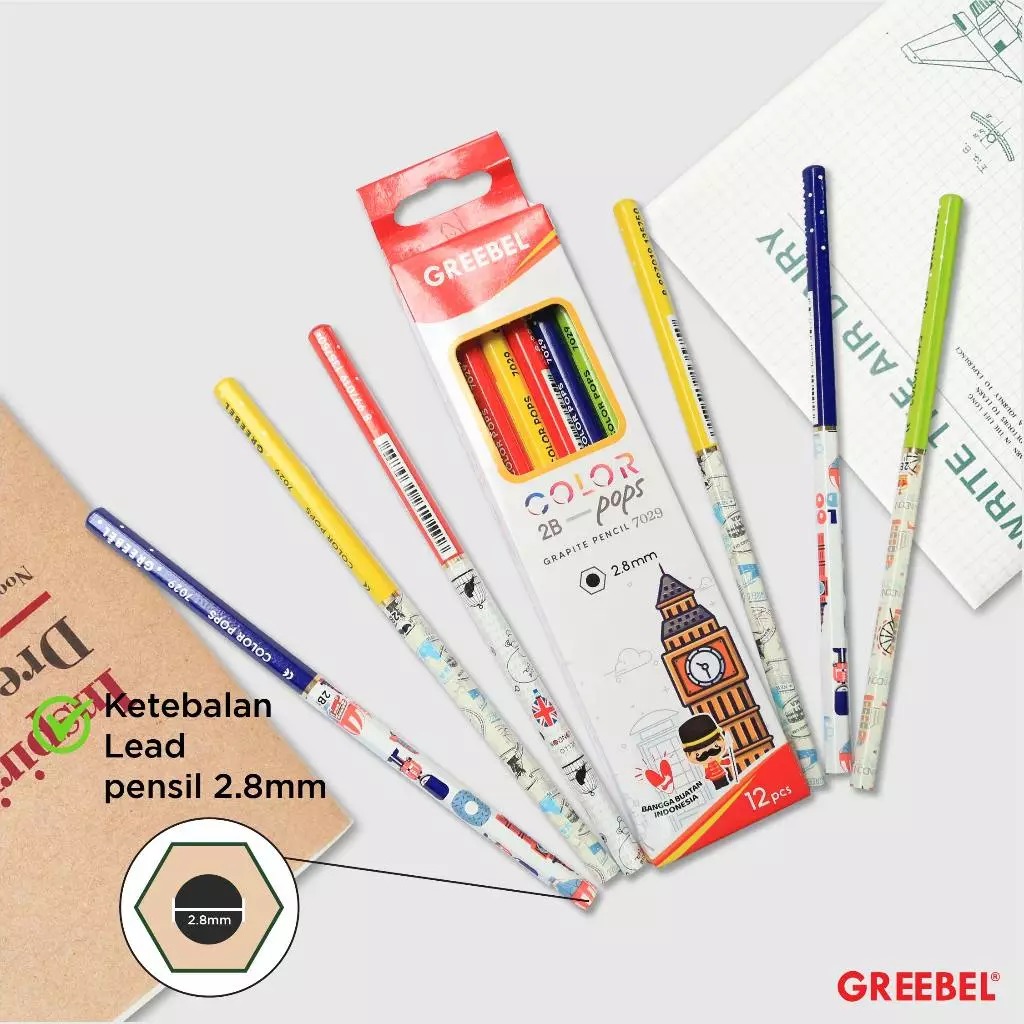 GREEBEL Pensil Kayu 2B - 7029 Color Pop